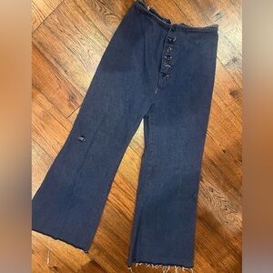Vintage 1970s Flared Buckle Back Denim Jeans
